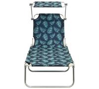 vidaXL Chaise longue pliante avec toit solaire en acier à motif de feuilles