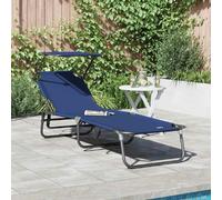 vidaXL Chaise longue pliante Bleu 190 x 57 x 81 cm oxford