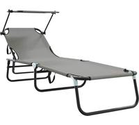 vidaXL Chaise longue pliante Gris 190 x 57 x 81 cm Oxford