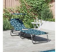 vidaXL Chaise longue pliante Oxford multicolore 190x57x81 motif feuilles accoudoirs réglables