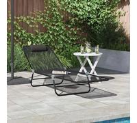 vidaXL Chaise longue pliante Noir 182 x 55 x 85,5 cm Textilène