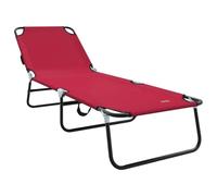 vidaXL Chaise Longue Pliante Rouge 188 x 57 x 86,5 cm Polyester, Jardin et Terrasse, Fauteuil Relax Pliant Moderne, Chaise Longue Confortable, Rangement Facile