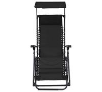 vidaXL Chaise longue pliante Textilène noir