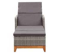 vidaXL Chaise longue Poly rotin et bois massif Acacia gris