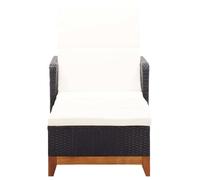 vidaXL Chaise longue Acacia – Poly rotin et bois massif – Noir