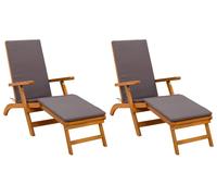 vidaXL Chaise longue réglable et pliable, lot de 2, gris