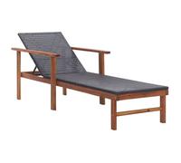 vidaXL Chaise longue – Poly rotin et bois massif d'acacia – Noir