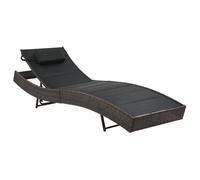 vidaXL Bain de soleil poly rotin et textilène brun