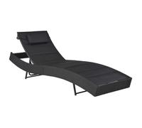 vidaXL Chaise longue Résine tressée et textilène Noir