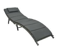 VidaXL Chaise Longue - Résine Tressée Gris