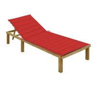 vidaXL Bain de soleil avec support rouge Bois de pin imprégné