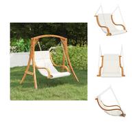 vidaXL Chaise longue suspendue avec coussin Crème Bois courbé avec finition en teck - Balançoires d'Hollywood