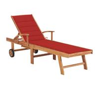 vidaXL Chaise Longue Teck - Rouge