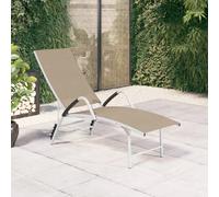 vidaXL Chaise longue Textilène et aluminium Crème