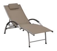 vidaXL Chaise longue Textilène et aluminium Taupe