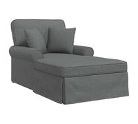 vidaXL Chaise Lounge avec Jupe avec Coussin 3 pcs Gris foncé Tissu, Chaise Longue Tendance, Design rectangulaire, matière Respirante, Rembourrage Confortable, Assise élégante pour Salon