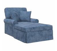 vidaXL Chaise Lounge avec Jupe avec Coussin Bleu 157 x 91 x 91 cm ARES, Salon, Fauteuil Moderne, Coin détente, Design rectangulaire, Confortable et élégant pour Votre Maison