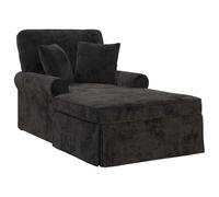 vidaXL Chaise Lounge avec Jupe avec Coussin Noir 157 x 91 x 91 cm ARES, Salon, Fauteuil Moderne, Coin détente, Design rectangulaire, Confortable et élégant pour Votre Maison