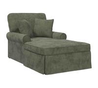 vidaXL Chaise Lounge avec Jupe avec Coussin Vert 157 x 91 x 91 cm ARES, Salon, Fauteuil Moderne, Coin détente, Design rectangulaire, Confortable et élégant pour Votre Maison