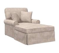 vidaXL Chaise Lounge avec Jupe Beige 157 x 91 x 91 cm ARES, Salon, Fauteuil Moderne, Coin détente, Design rectangulaire, Confortable et élégant pour Votre Maison
