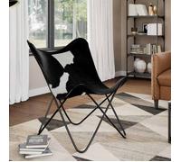 Chaise papillon noir et blanc cuir de vache