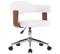 vidaXL Chaise pivotante de bureau Siège de salon ergonomique Blanc similicuir Bois courbé