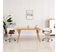 vidaXL Chaise pivotante de bureau Blanc Bois courbé et similicuir
