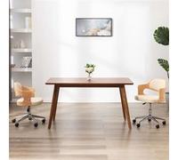 vidaXL Chaise pivotante de bureau Crème Bois courbé et similicuir