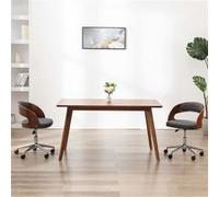 vidaXL Chaise pivotante de bureau Gris Bois courbé et tissu