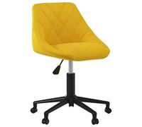 vidaXL Chaise pivotante de bureau ergonomique – velours, hauteur réglable – jaune moutarde