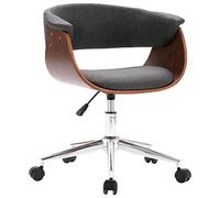 vidaXL Chaise Pivotante de Bureau Siège de Salon Chaise de Salle de Séjour Ergonomique Chambre Maison Intérieur Gris Tissu Bois Courbé