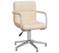 vidaXL Chaise Pivotante de Salle à Manger Chaise à Dîner Siège de Cuisine Chaise de Repas Hauteur Réglable Maison Intérieur Crème Tissu