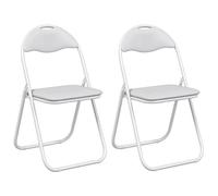 vidaXL Chaise pliante 2 pcs Blanc 48 x 43,5 x 81 cm Simili cuir