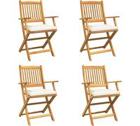 vidaXL Chaise pliante avec coussin 4 pcs Blanc 49 x 57.5 x 92cm
