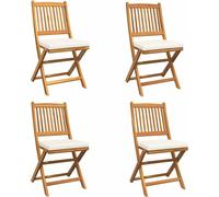 vidaXL Chaise pliante 4 pcs Blanc 49 x 57,5 x 92 cm Bois massif Acacia