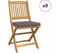 vidaXL Chaise pliante 8 pcs Gris 49 x 57,5 x 92 cm Bois massif Acacia