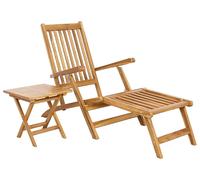 vidaXL : Chaise pliante avec table, en bois massif teck, finition naturelle