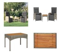 vidaXL Chaise Relax de Jardin 2 pcs. avec table Gris Poly Rotin - Fauteuil Relax d'Extérieur - Fauteuil Relax d'Extérieur - Chaise de Jardin - Fauteuil de Jardin