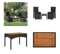 vidaXL Chaise relax de jardin 2 pcs. avec table noir Poly rotin - Fauteuil relax d'extérieur - Fauteuil relax d'extérieur - Chaise de jardin - Fauteuil de jardin