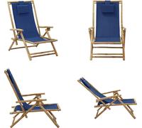 vidaXL Chaise relax réglable bleu marine bambou et tissu - Fauteuil relax - Chaise pliante - Chaise pliante