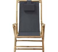 vidaXL Chaise Relax Réglable Gris Foncé Bambou et Tissu