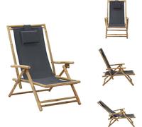 vidaXL Chaise relax réglable gris foncé bambou et tissu - Chaises de jardin