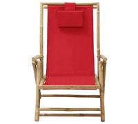 vidaXL Chaise Relax Réglable Rouge Bambou et Tissu