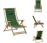 vidaXL Chaise relax réglable Vert Bambou et Tissu - Chaises de jardin