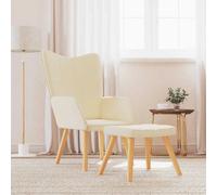VidaXL Chaise relaxation avec tabouret - Crème