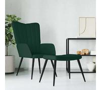 vidaXL Chaise de Relaxation avec Repose-Pied Siège de Relaxation Chaise de Détente Fauteuil de Salon Salle de Séjour Salon Vert Foncé Velours