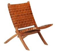 vidaXL Chaise Relaxation Cuir Véritable Bandes Marron Pliable Salle de Séjour 246365