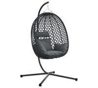 vidaXL Chaise Suspendue Anthracite et Noir 104 x 100 x 191 cm, Chaise œuf Ergonomique, mobilier de Patio, transat Pliable, balançoire Durable, siège détente en rotin