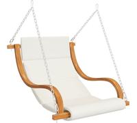 vidaXL Chaise longue suspendue sans support de balançoire avec coussin en bois courbé
