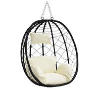 vidaXL Chaise suspendue en forme d'œuf, blanc crème, 91,5 x 54,5 x 107 cm, rotin synthétique